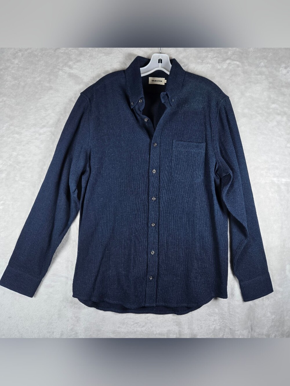 Taylor Stitch The Jack Button Down Size 42 Shirt In Rinsed Indigo Waffle